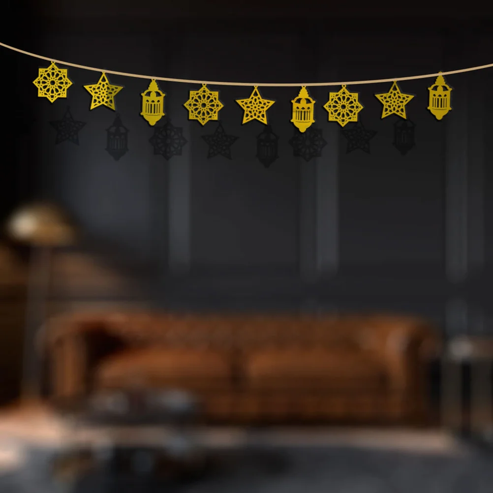 

1Set Acrylic Hanging Ornament Eid Festival Bunting Muslim Party Decorative Banner Background Pendant for Outdoor Indoor