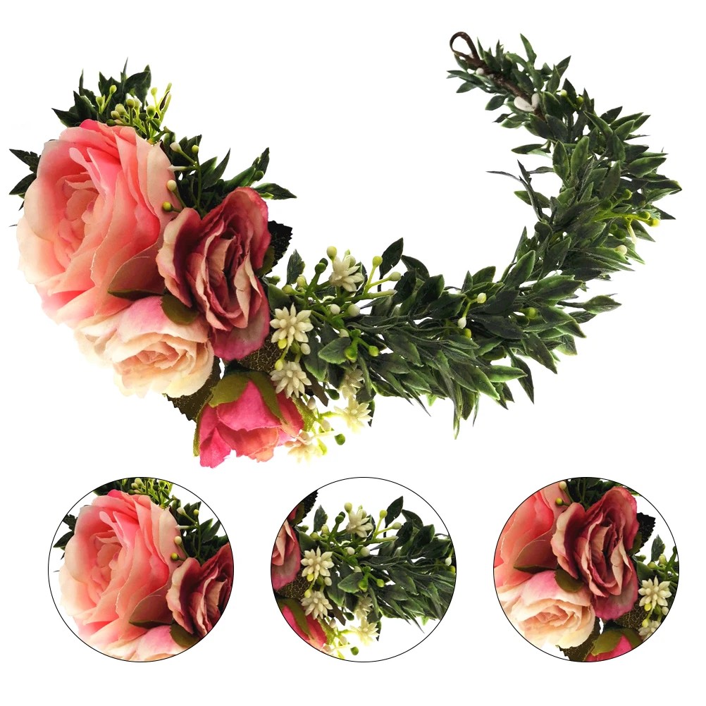 

Artificial Rose Hair Hoop Photo Props Wedding Party Bridal Headdress Flower Headb Christmas Gift Lightweight Comfortable Selfie