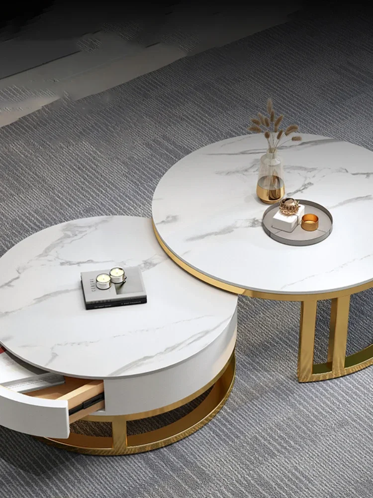 أدراج تخزين طاولة القهوة المستديرة المنخفضة لغرفة المعيشة طاولة القهوة الحديثة تصميم بسيط Mesas De Centro Para Sala الأثاث الذكي #2