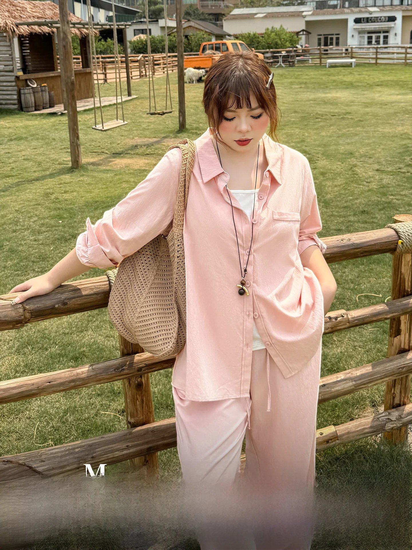 

plus Size Women's Casual Loose Fit Shirt And Wide Leg Pants Two Piece Set Fashionable Comfortable Spring Summer Outfit