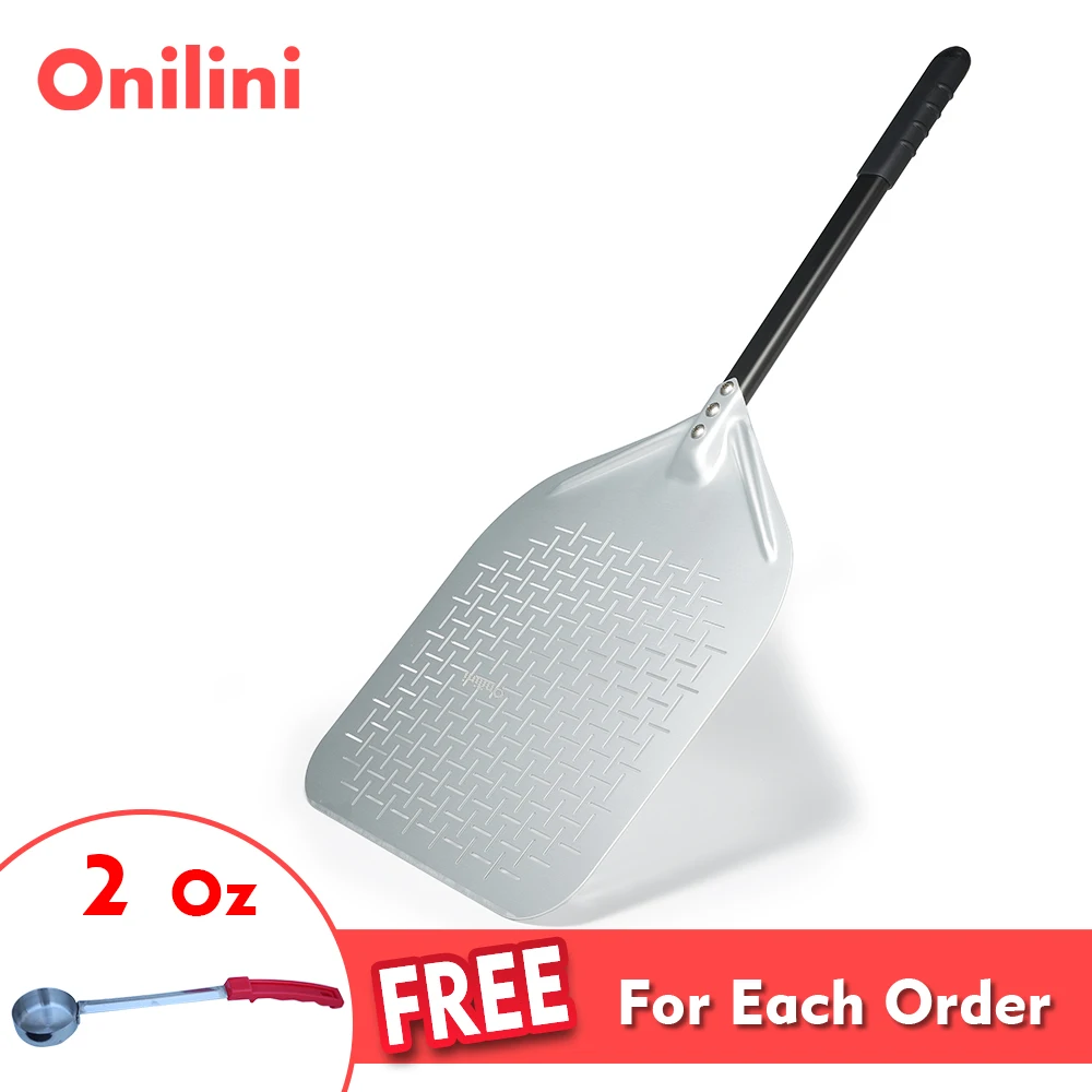 

Onilini 12/13/14/ inch Anodized Pizza Shovel Perforated Pizzas Peel Retangular Pizza Paddle Aluminum Alloy Handle Pizza Peel