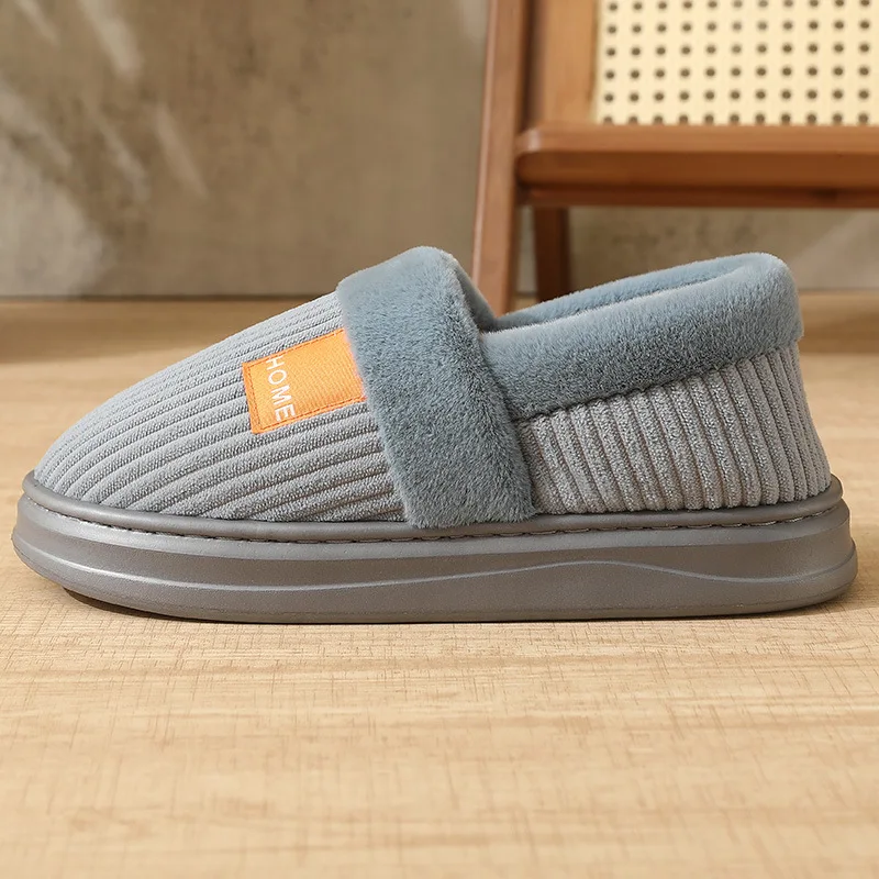 Herren-Winterhausschuhe in Übergröße, Warme Baumwoll-Pantoffeln mit Plüschfleece-Futter, Dicke Sohle, Rutschfeste Indoor-Schuhe – Detail 12
