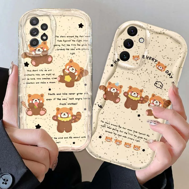 

Cute Lesser Panda Cartoon For Samsung A73 A72 A71 A56 A55 A54 A53 A52 A51 A32 A36 A26 A25 A13 A14 5G Wave Oil Phone Case
