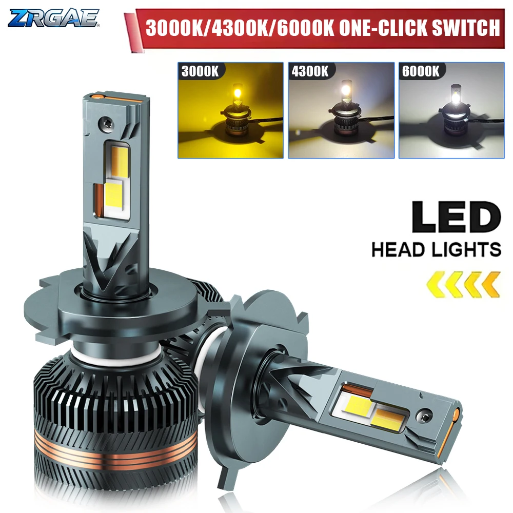 

H7 LED H11 9005 HB3 9006 HB4 H4 6000K 4300K 3000K LED Bulb CANBUS Three Color Remote Control for Car Headlights Lights 12V/24V