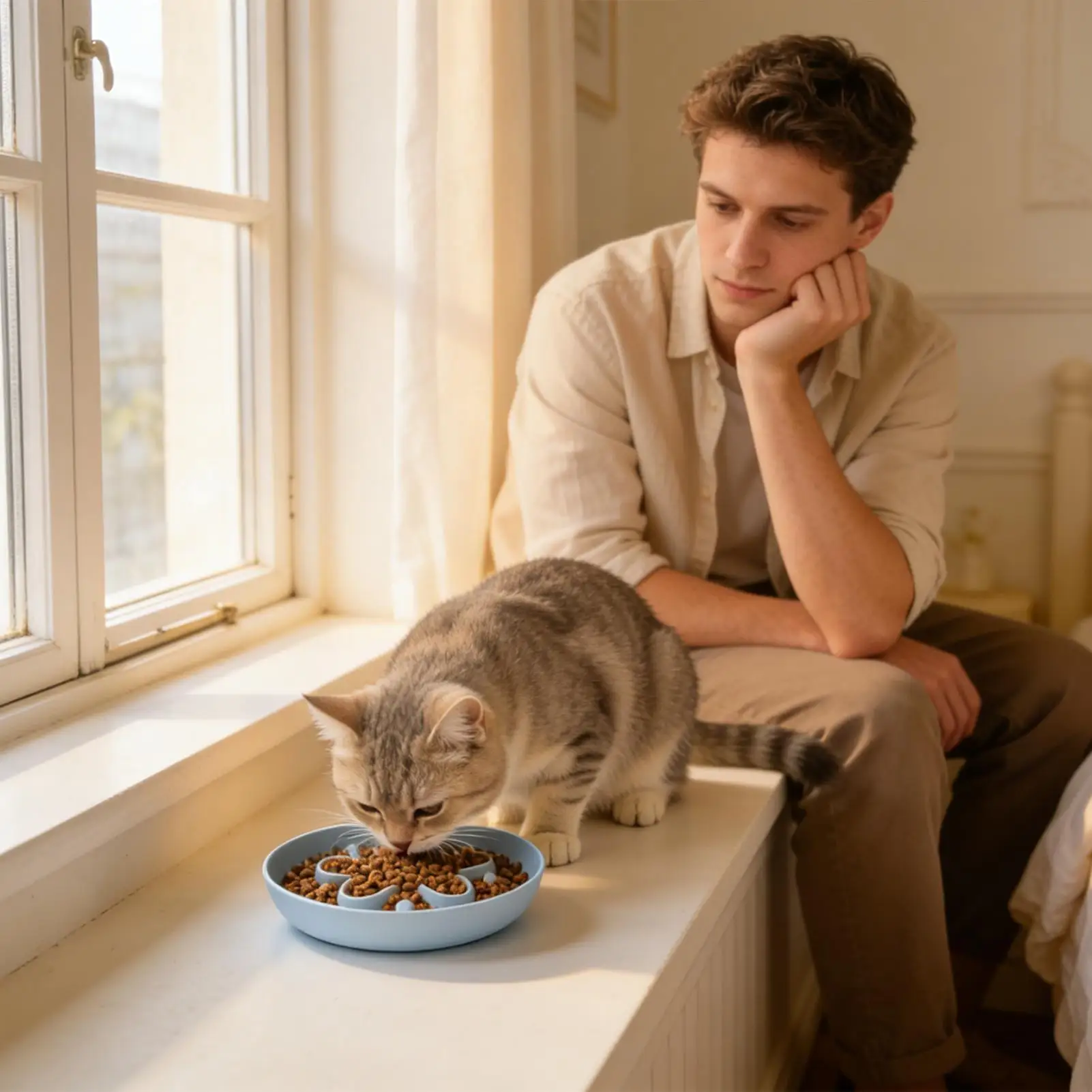 Slow Feeding Cat Bowls Non-Slip Dishwasher Safe Cat Slow Feeder Dry Food Pet Bowl For Small Medium Large Puppy Kitten Indoor