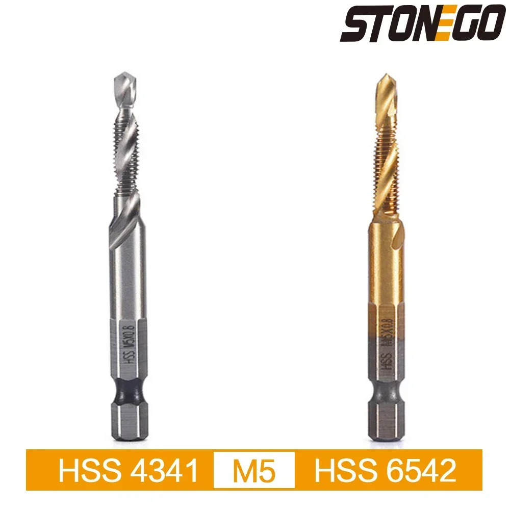 STONEGO HSS 4341 & 6542 Thread Tap Drill Bit, Metric High Speed Steel, 1/4\