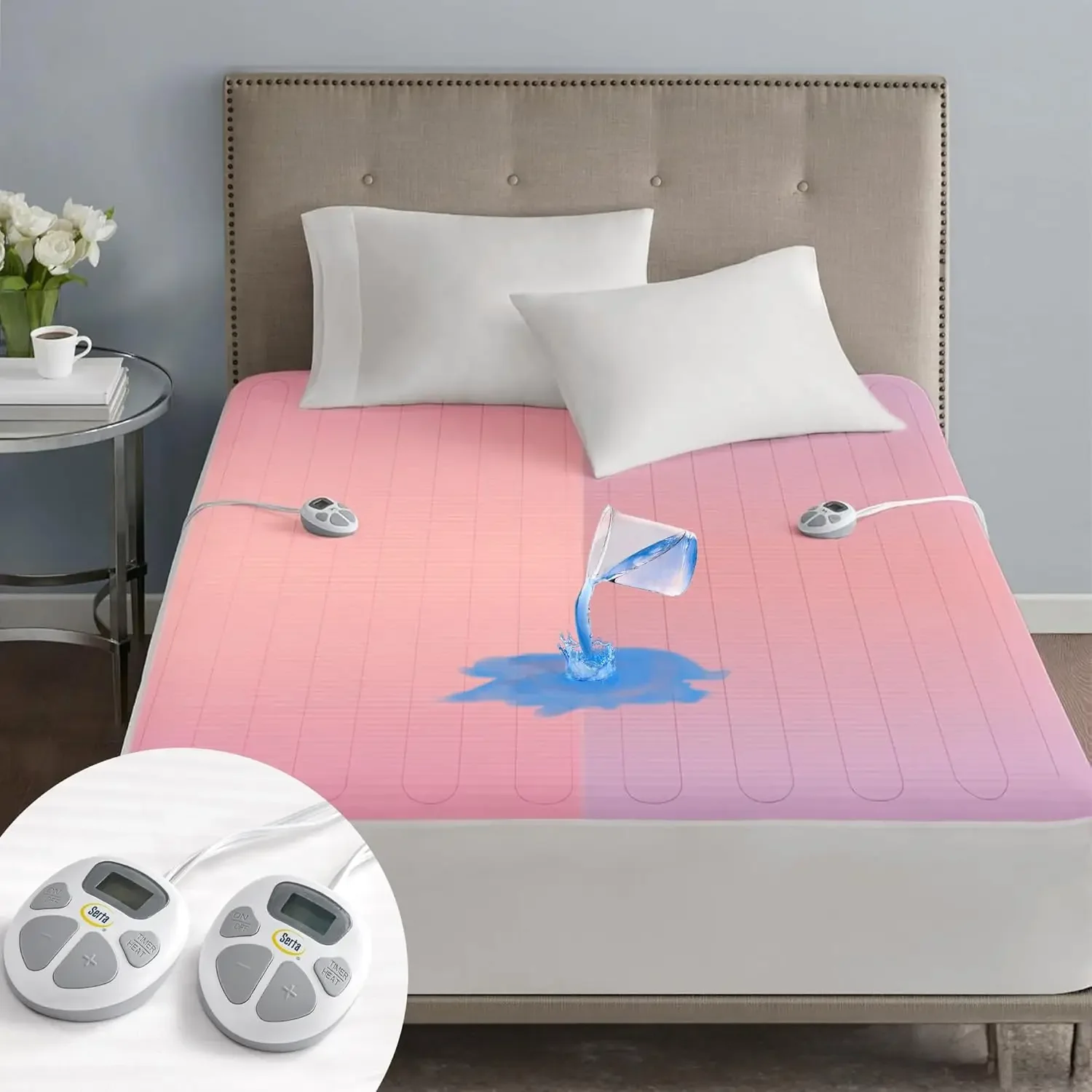 

Waterproof Heated Mattress Pad - Electric Bed Warmer With 10 Heat Settings Controller, Auto Shut Off Timer, Deep All Around Elas