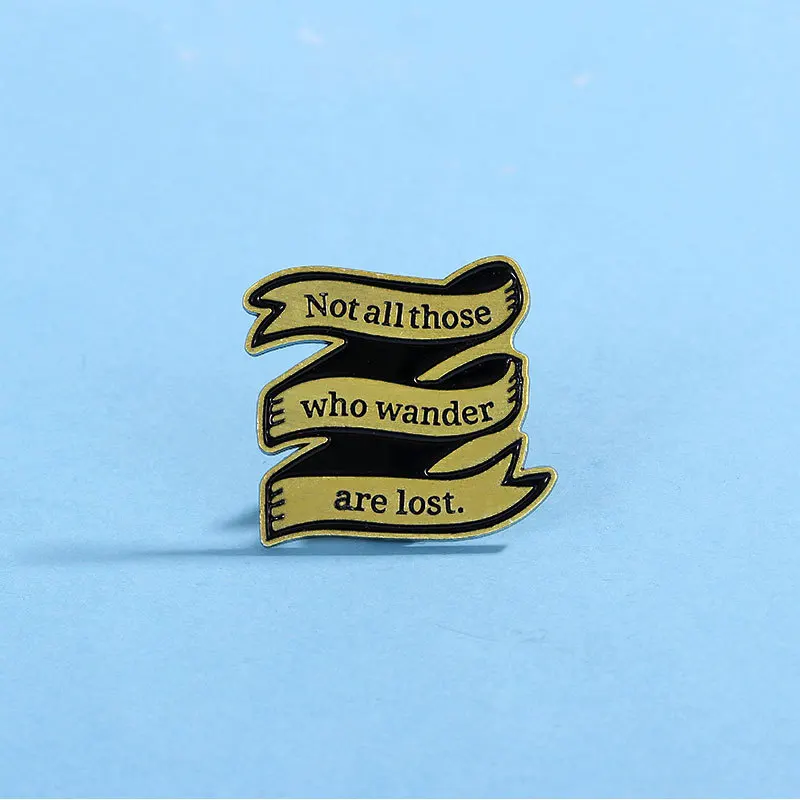 Creative Ribbon Letter Shape Metal Brooch Oil Drop Alloy Badge Pin For Commute DIY Clothes Bags Hat T-shirt Jeans Decoration