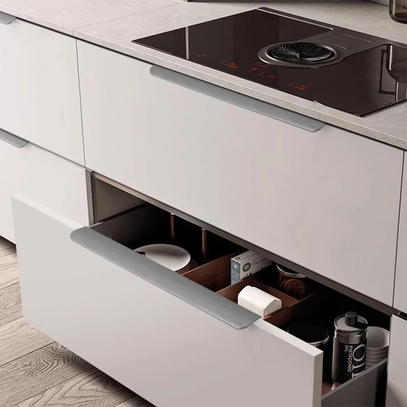 80-1200mm Silver Gold Aluminum Alloy Arc Handle Cabinet Drawer Door Invisible Long Handle handles kitchen black Door Handle
