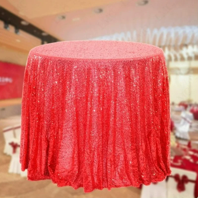 60-180cm Round Sequin Tablecloth Covers Home Wedding Birthday Christmas Party Outdoor Glitter Sparkling Table DecorSupplies