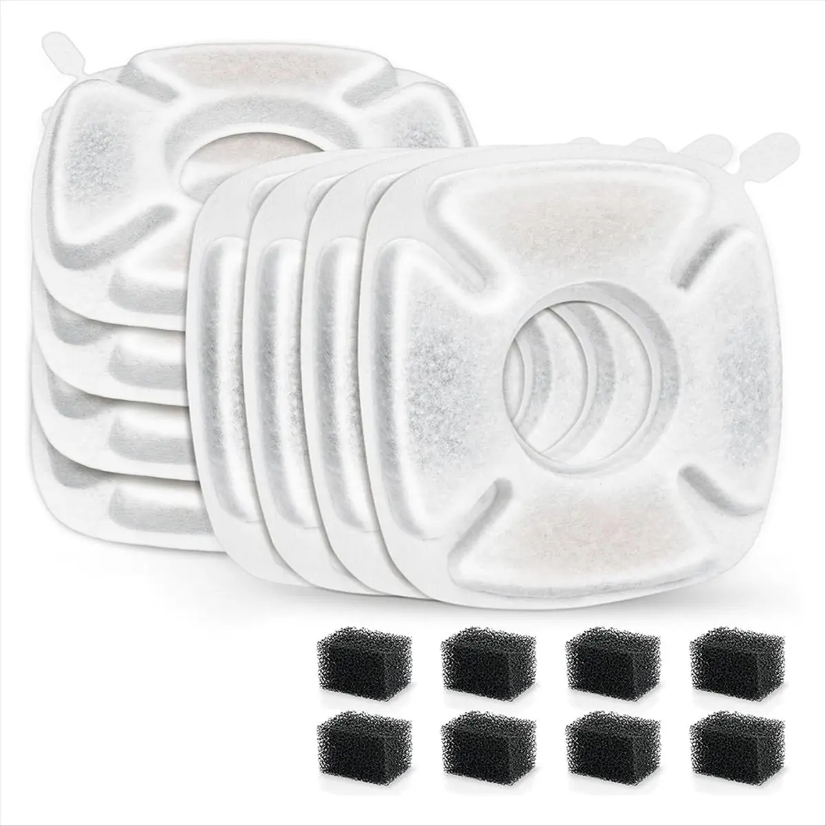 ABZT 40 Pcs Cat Water Fountain Carbon Filters,20 Pcs Replacement Pet Filters with 20 Pcs Pre-Sponges for 67oz/2L 95oz/2.8L