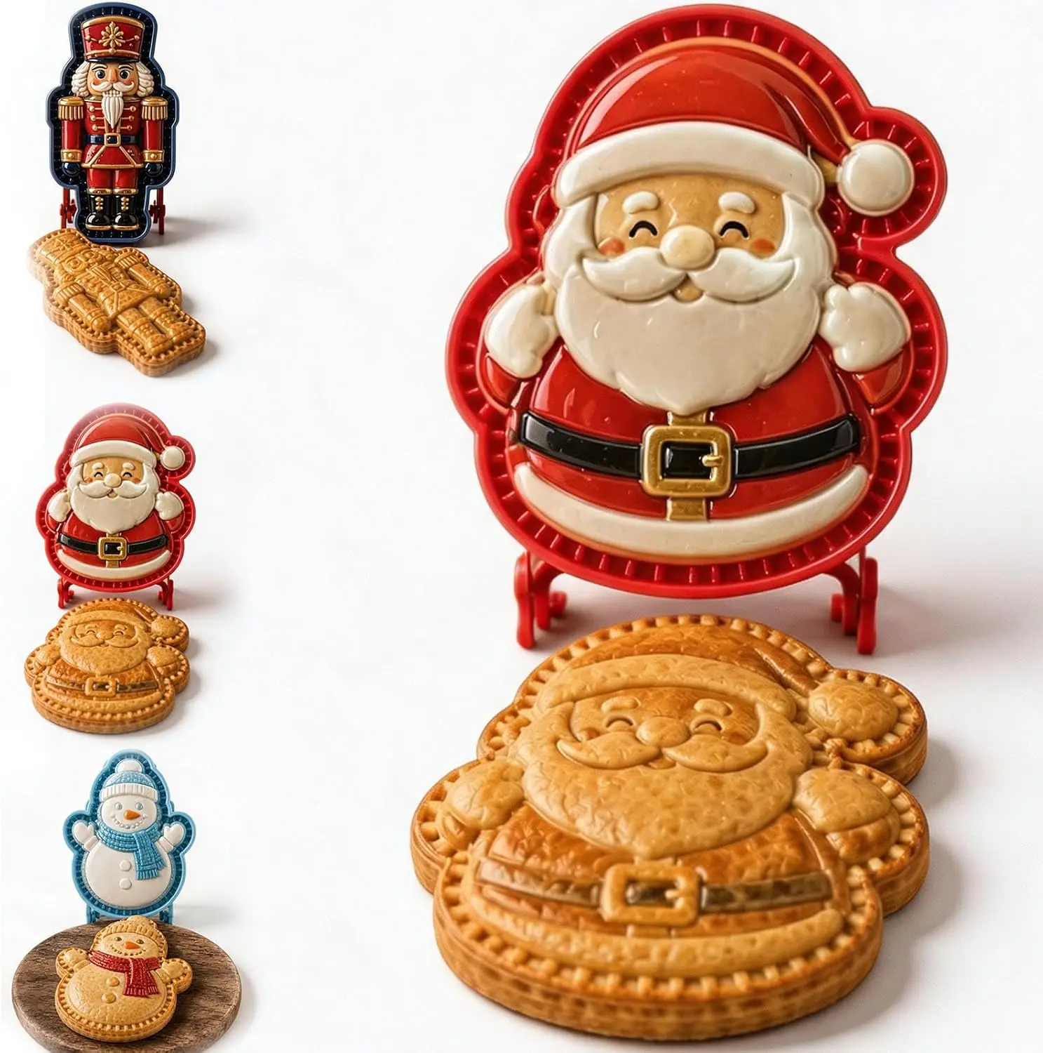 9-Design Christmas Mini Pie Molds, Reusable Embossed Hand Baking Molds| DIY Christmas Baking Set with Santa, Snowman