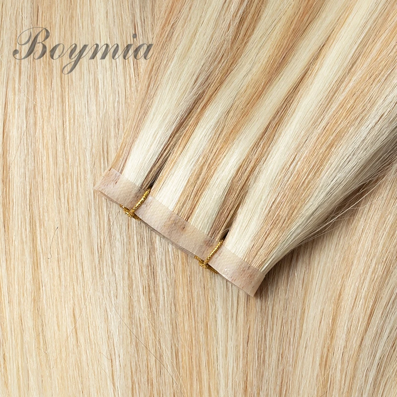 Fita invisível pacotes longo trama plana cabelo humano trama da pele do plutônio extensão do cabelo injetado sem costura & sem cola fita na trama do cabelo