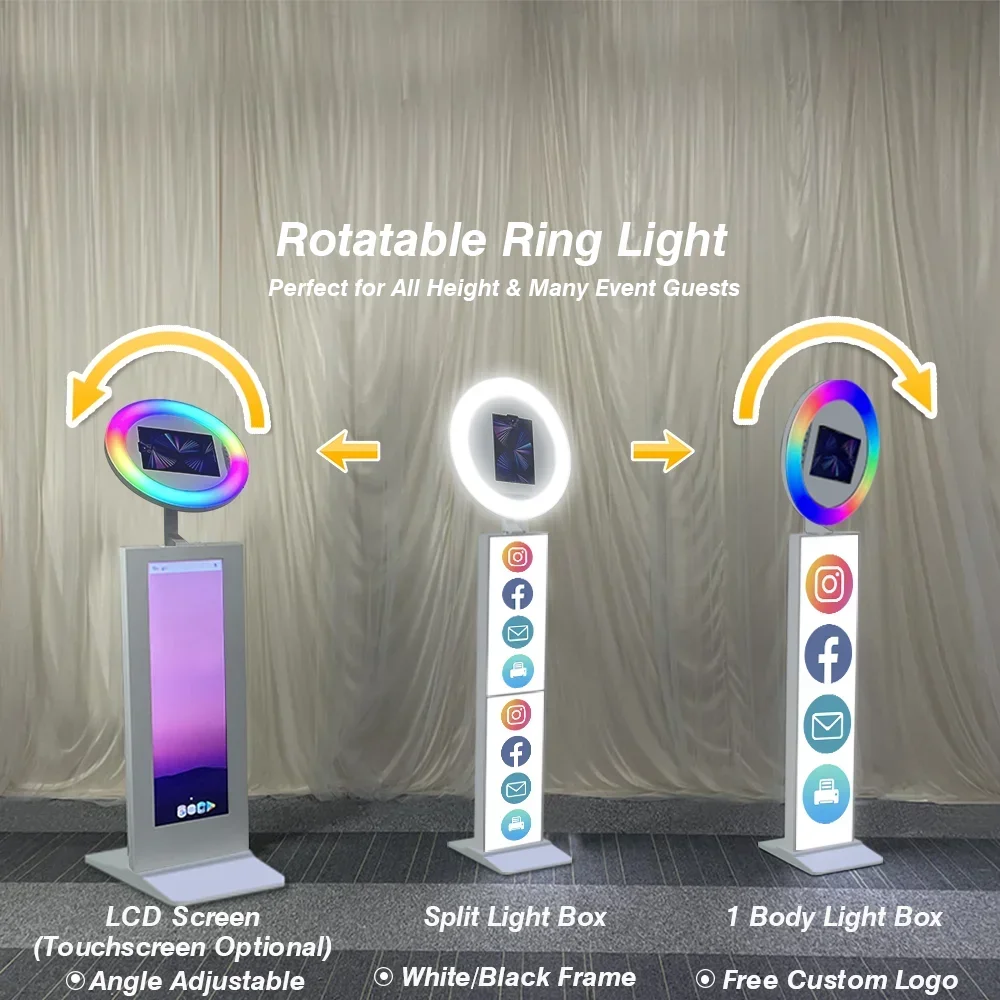 Selfie Roaming Portable Ring Light Roamer Photobooth iPad Photo Booth Shell Pro 12.9 11 Inch Stand Kiosk Machine with LCD Screen