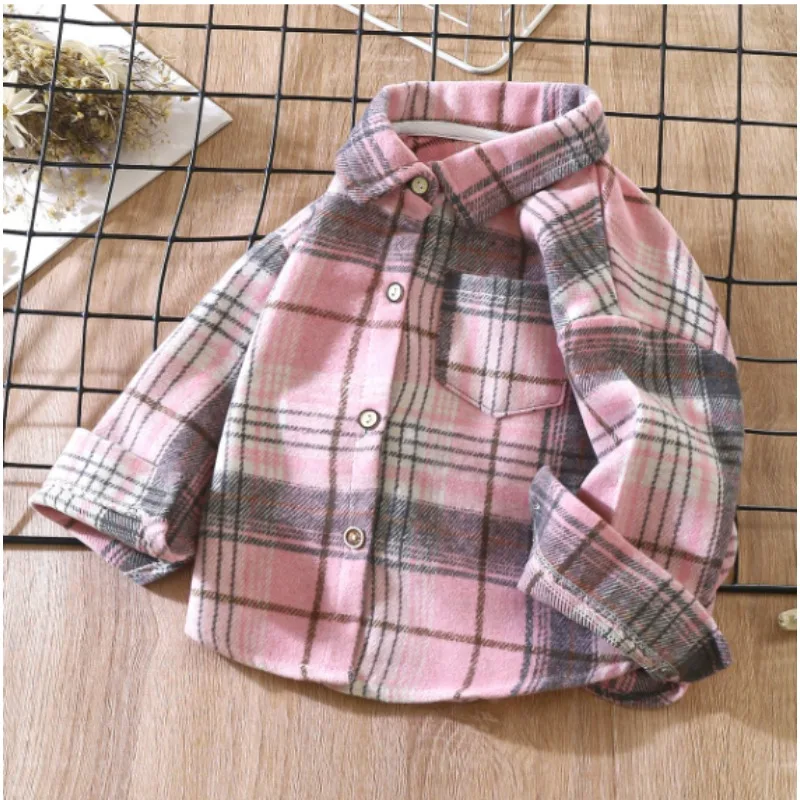 2025 Spring/Autumn New Boys Girls Blouse Casual Versatile Daily Children Tops 2-13 Years Teenage Kids Plaid Shirt Long Sleeve