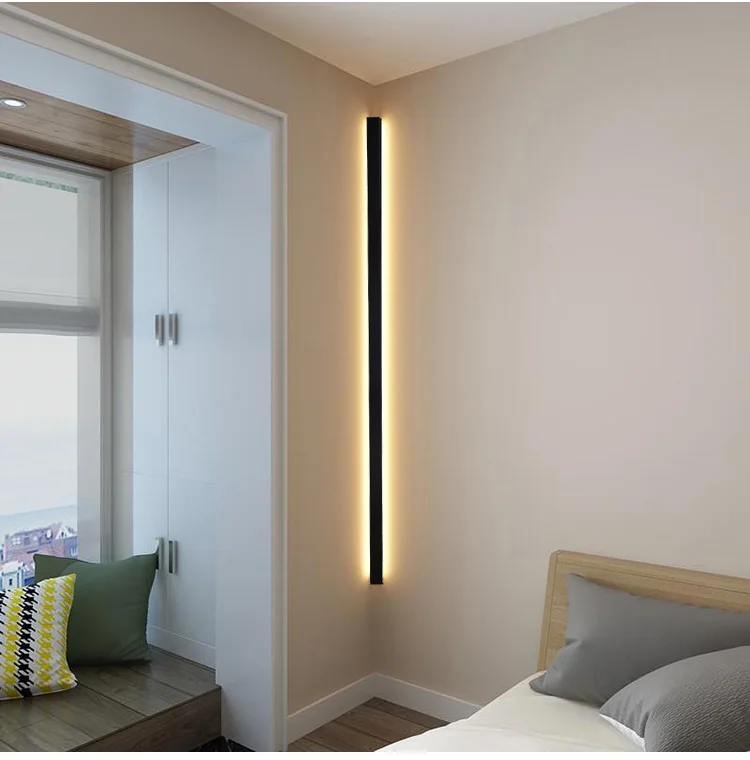Nordic Minimalism Long Strip Corner Wall Lamp Simple Modern Living Room Bedroom Creative Design Wall Lamp - view 3