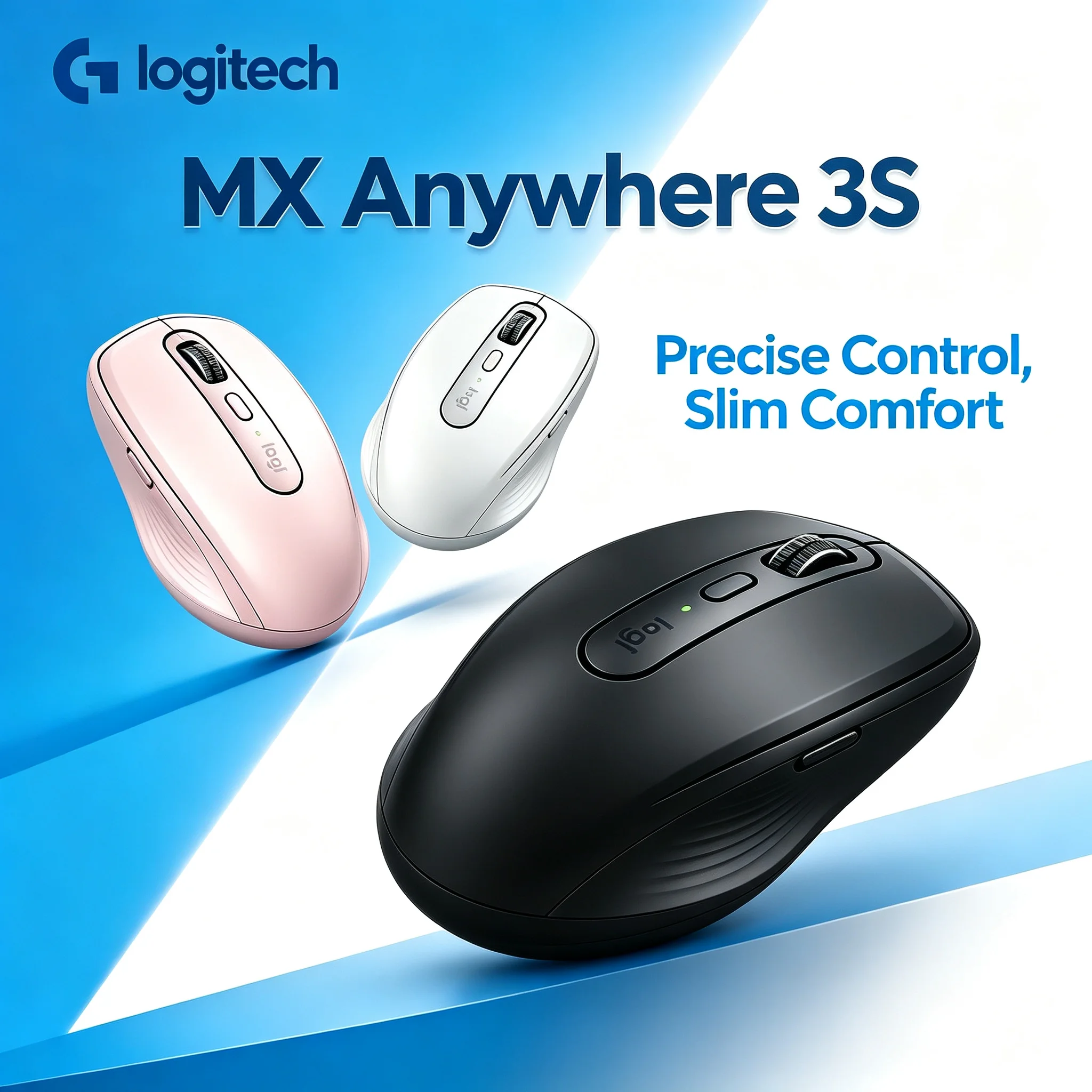 MX Anywhere 3S Logitech Wireless Mouse Multi-device Pairing Quiet Click Compatible Mac Windows Mice