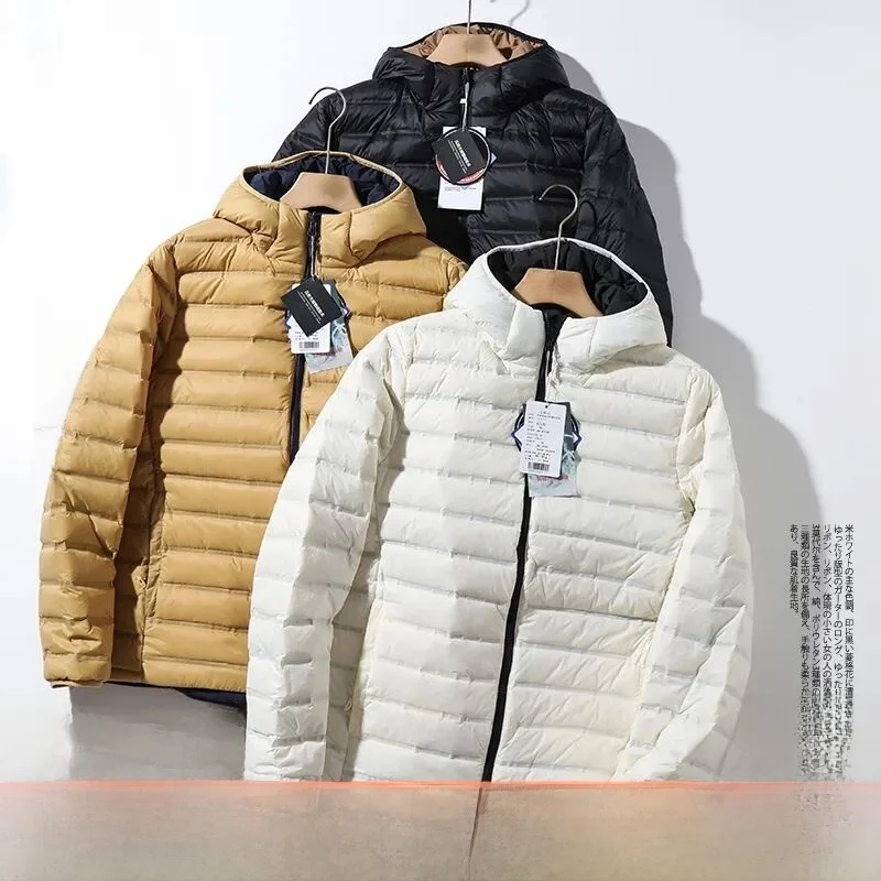 

Outdoor Men's down Jaet High-End Full Glue Du down Lo Velvet Winter Long Sve Zipper Closure Ci Casual Sle