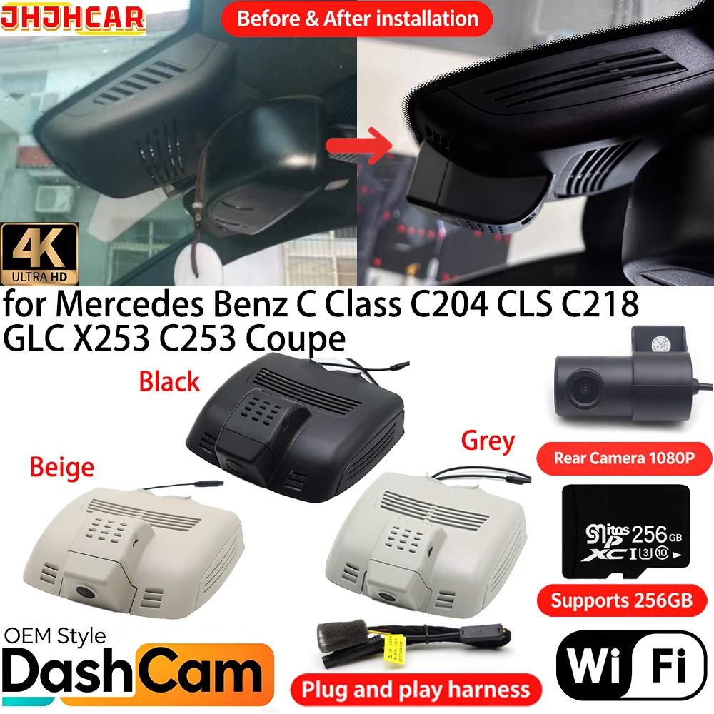 for Mercedes Benz C Class C204 CLS C218 GLC X253 C253 Coupe Wifi OEM DVR 4K Dash Cam Front Rear Camera Vision Video Recorder
