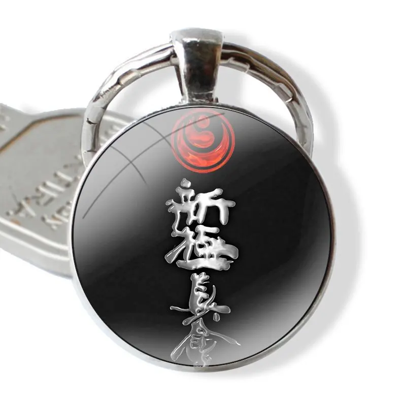 Karate Kyokushin Cartoon Design creativo portachiavi moda portachiavi Cabochon in vetro fatto a mano portachiavi con ciondolo