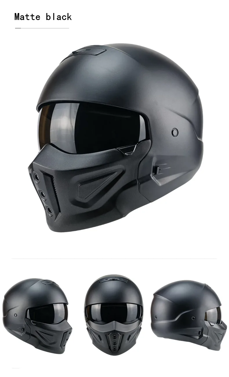 Scorpion Helmet Motorcycle Retro Helmet Full Face Safety ABS Helmet Detachable Mask Samurai Indian Half Helmet Head Protection