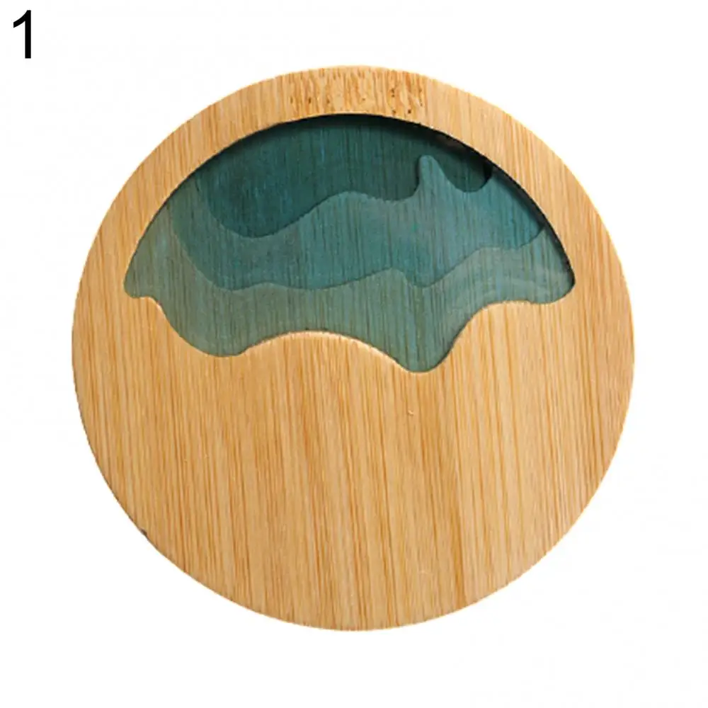 Transparent Coaster Cup Holder Pad Insulation Mat Epoxy Resin Bamboo Landscape