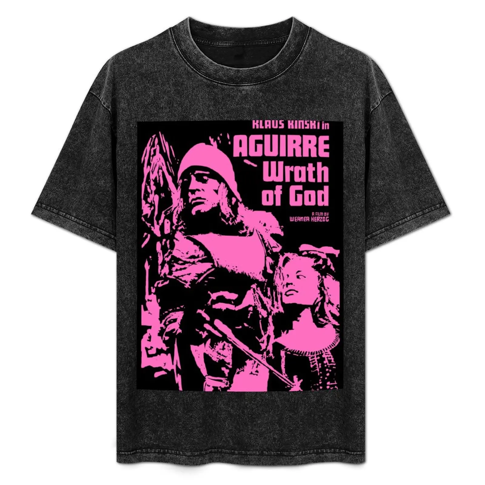 LARGE aguirre wrath of god pink movie poster T-Shirt Short sleeve tee Blouse mens clothing