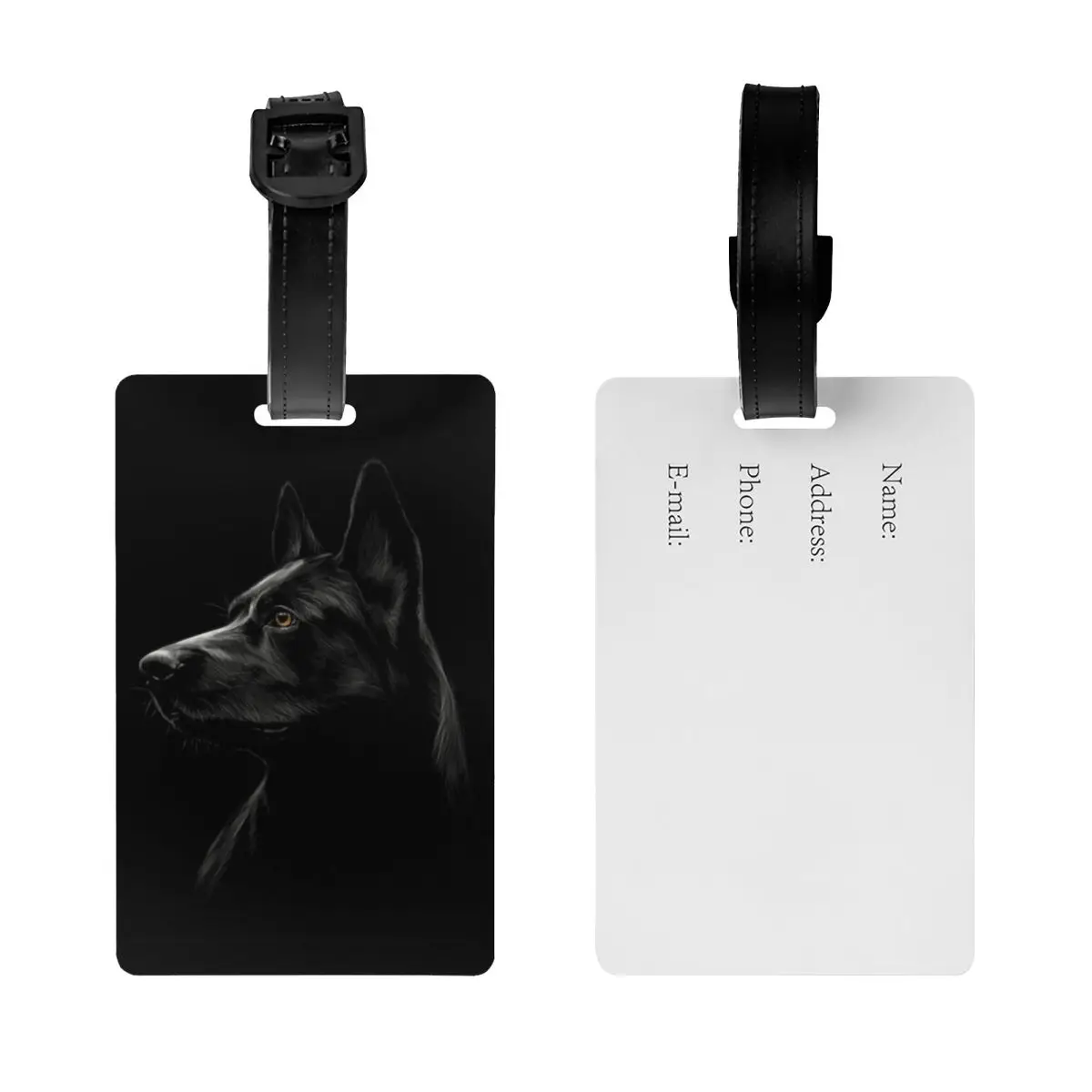 Black German Shepherd Dog Luggage Tags for Suitcases Funny Pet Puppy Baggage Tags Privacy Cover Name ID Card