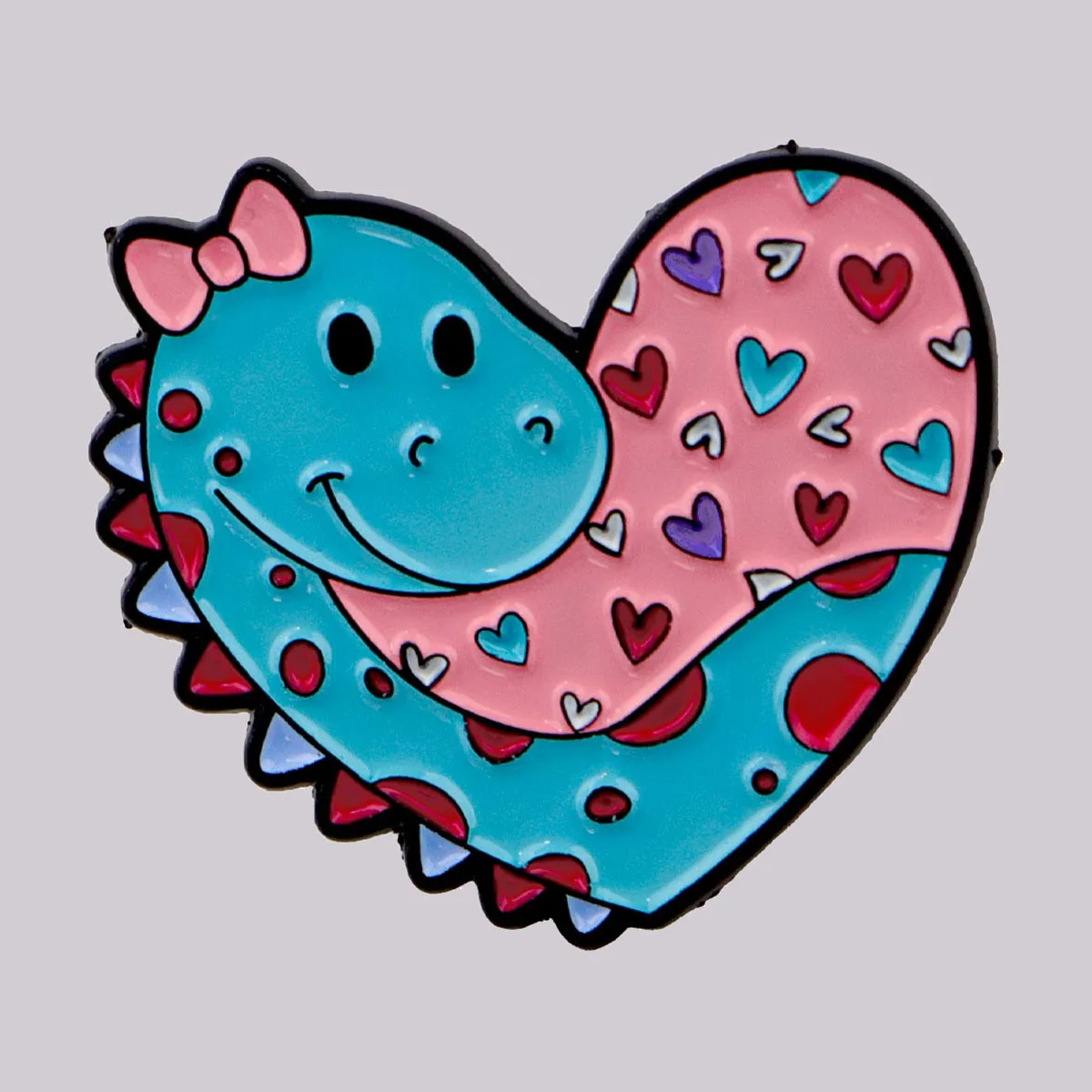 Heart-shaped Dinosaur Lapel Pins for Backpacks Cartoon Brooches for Women Enamel Pin Animal Jewelry Accessories Friends Gift