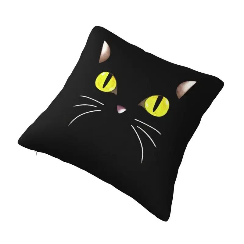 Custom Black Cat  Graphics Cushion Cover 45x45cm Soft Cute Throw Pillow