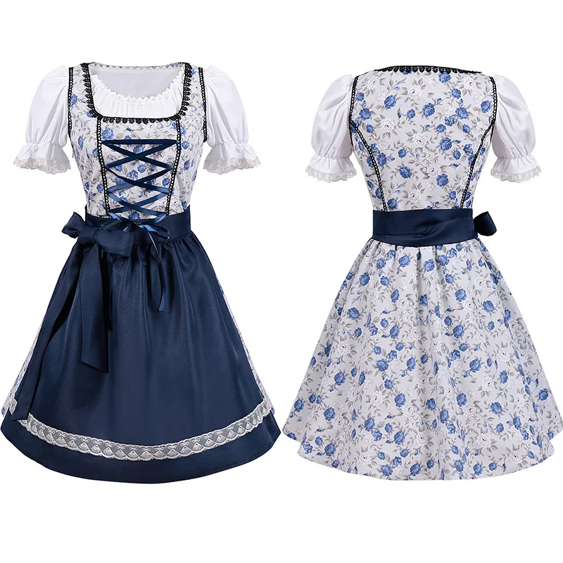 Oktoberfest Dirndl Dress Cosplay Costume Germany Beer Maid Tavern Wench Waitress Outfit Carnival Halloween Fancy Party Dress