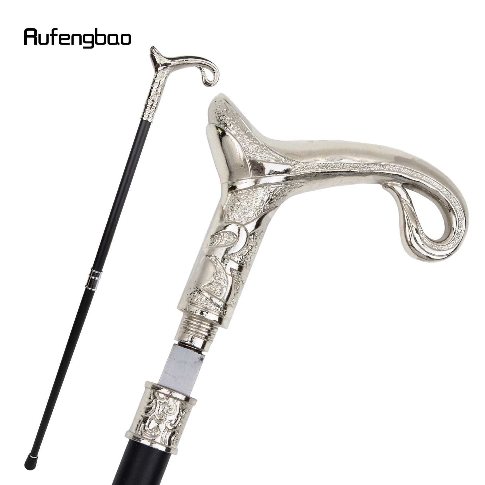 Witte Luxe Curve Lijn Type Wandelstok Met Verborgen Plaat Zelfverdediging Mode Cane Plaat Cosplay Crosier Stick 93Cm