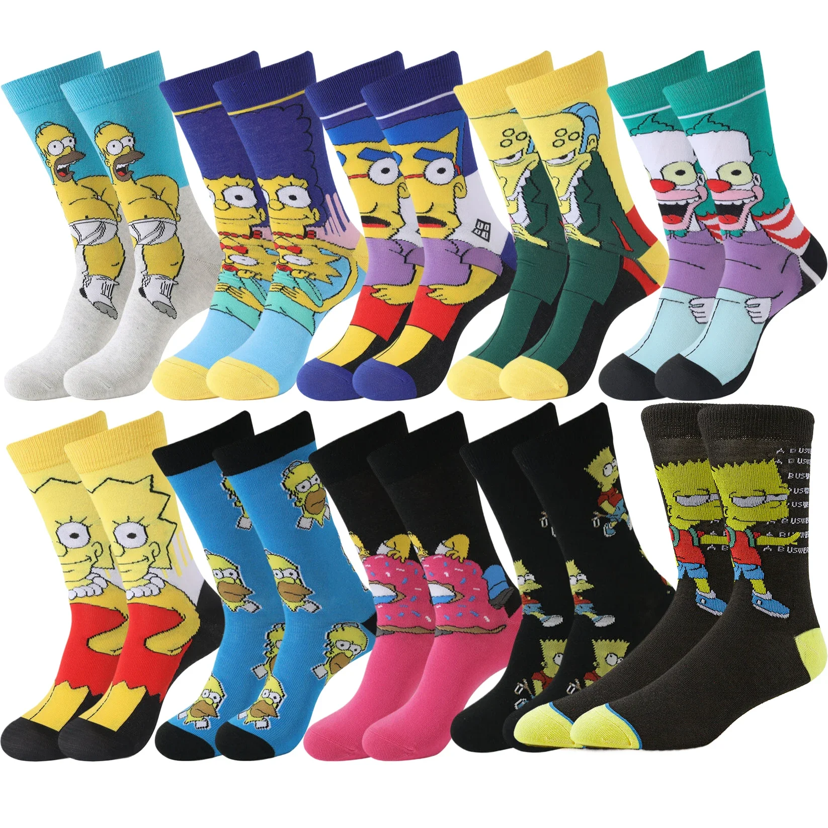 

5pairs MINISO Disney Men Socks Anime Movie Gamers Cartoon Socks Hip Hop Novelty Funny Sock