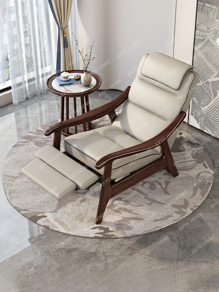 Solid wood recliner household living room adjustable leisure folding chair