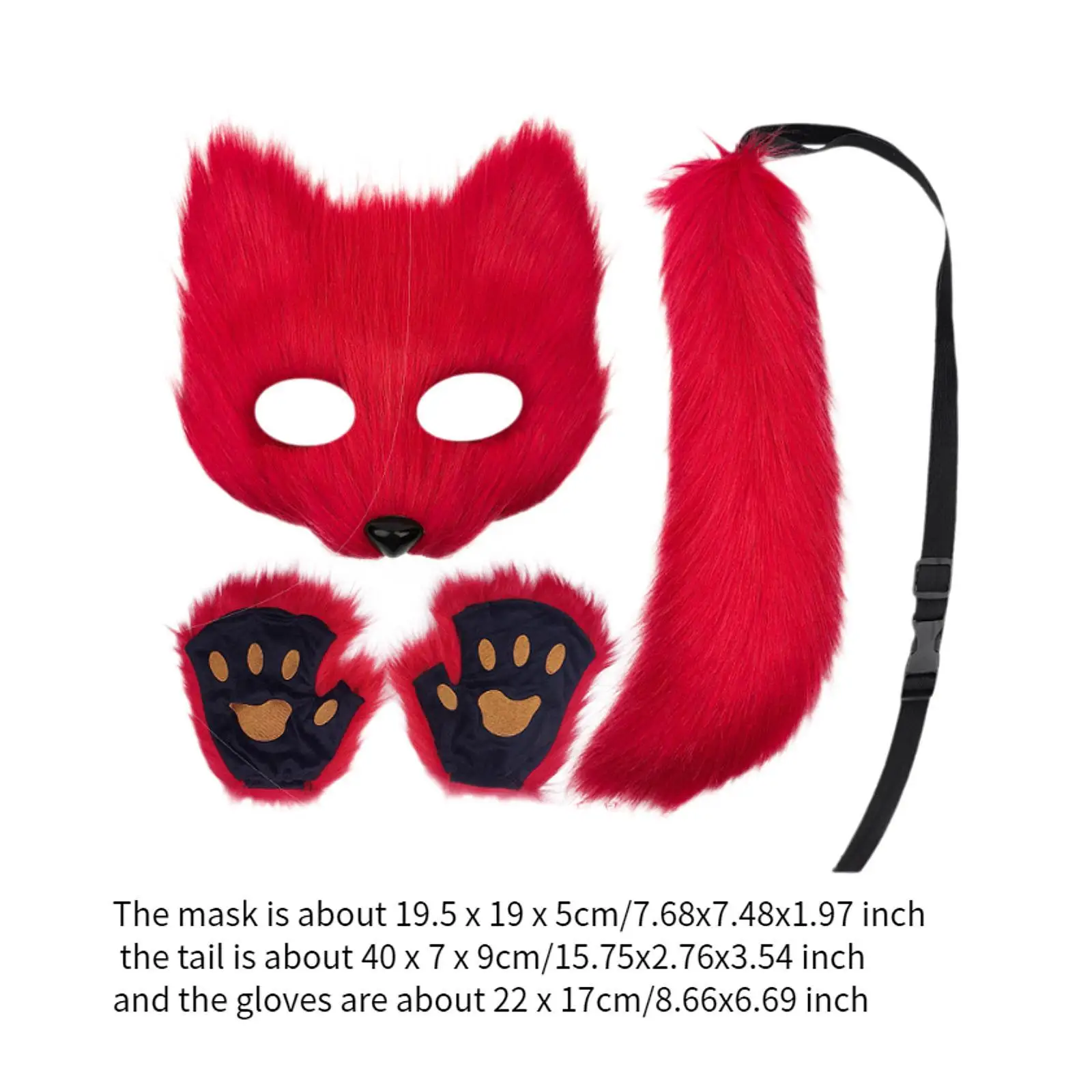 Dierenmasker en staartset Dierlijke lange staart voor toneelvoorstellingen Vakantiebal
