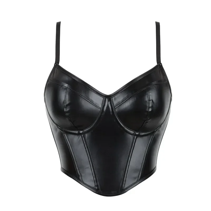 

Fashion Women Corset Crop Tops Sexy Soft Leather Bustier Gothic Bra Push Up Body Shaper Short Torso Sexy Corselet