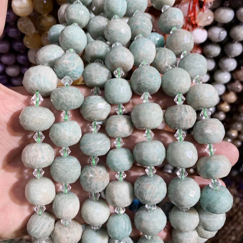 

Natural Amazonite quartz Gem Sun Stone Bracelet Jewelry Making DIY Loose Bead Cut Shape Gemstone