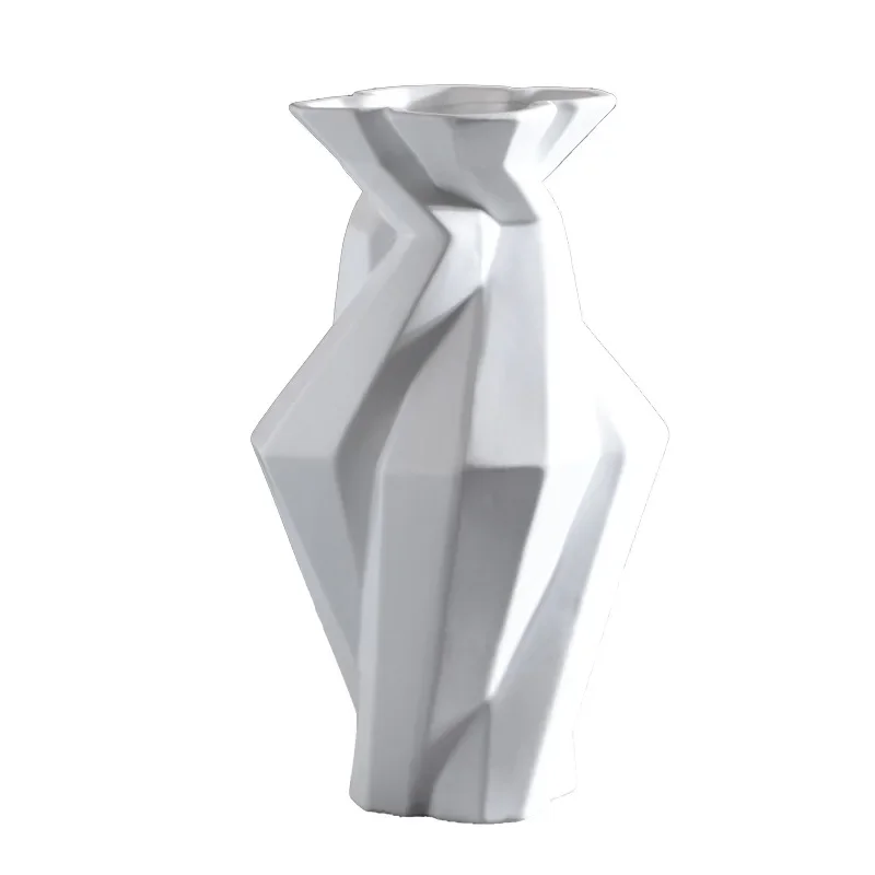 Nordic geometric abstract ceramic vase, twisted vase, minimalist modern home model house, sales department ornaments