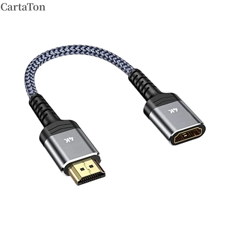 HDTV Cable Adapter with HDMI Male to HDMI-compatible Female Converter Gold Plated Braided High Definition Extend Cord Splitter
