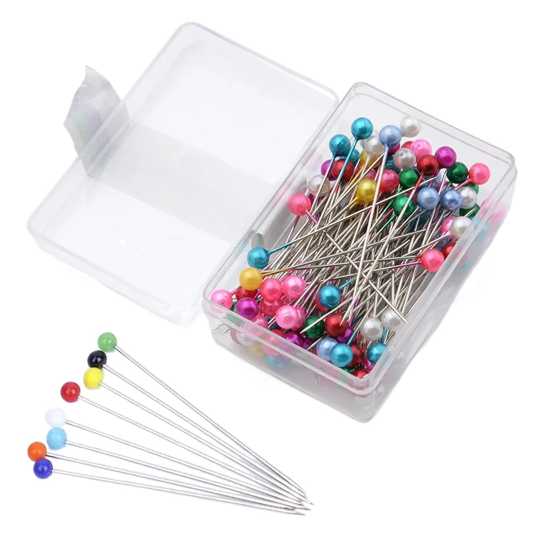 Pearl Head Pins for Sewing, 100/300Pcs Beading Straight Pins with Box, Sharp Needle for Fabric Dressmaking, Pin Cushion TMZ