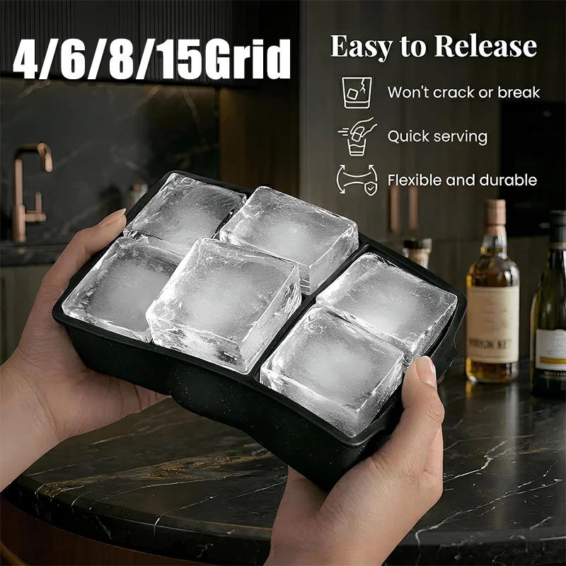 Große Eiswürfelform aus Lebensmittelqualität Silikon für Whiskey, Cocktails, Kaffee und Säfte