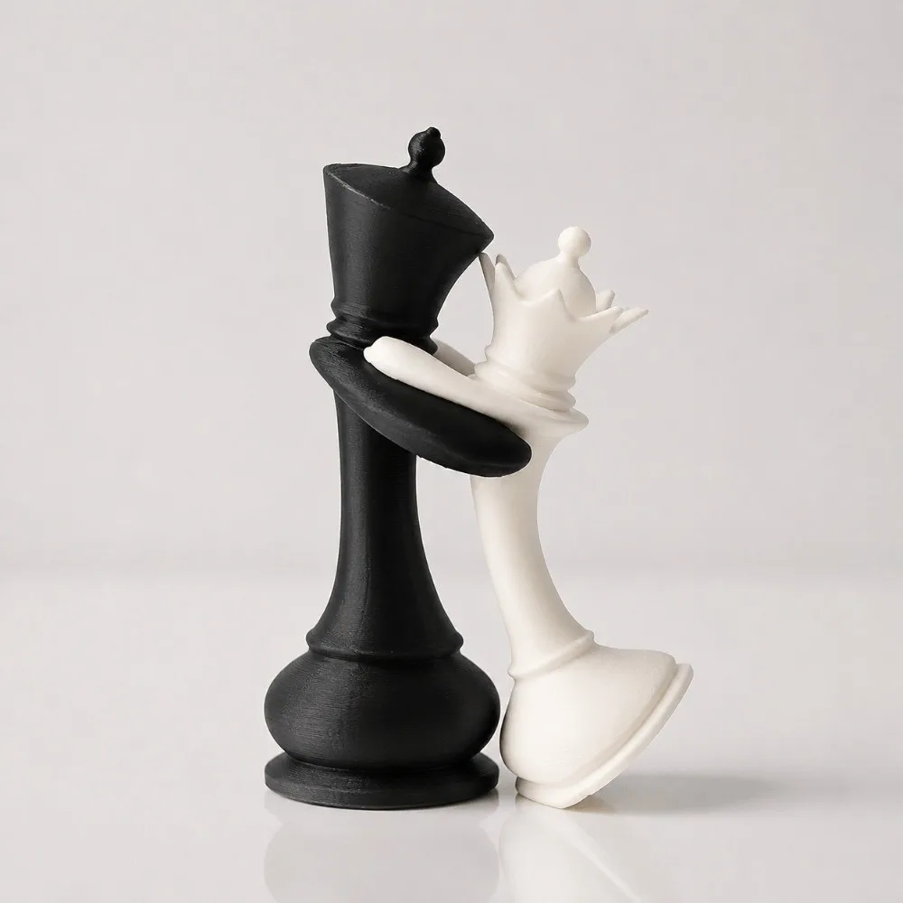 3D Printed Chess Statue Sculpture Home Decoration King And Queen Statue Couple Gifts Funny Desktop Ornaments Table