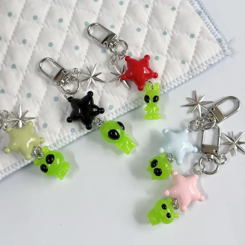 Kawaii Big Eyes Alien Keychain Soft Cartoon Pendant Fashion Bag Charm for Backpack Headphone Bag Birthday Gift for Girls
