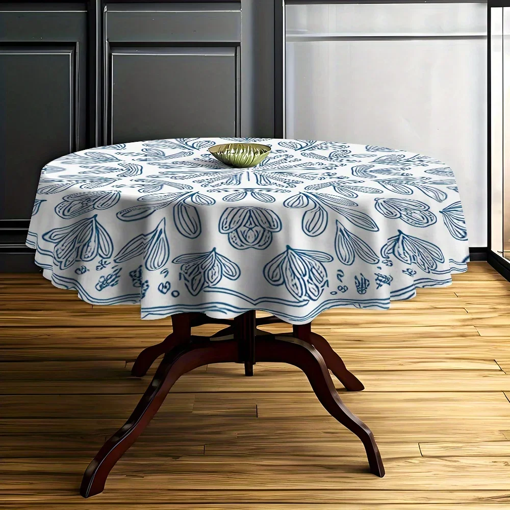 JIT 1pc Bohemian-style light and fresh tropical floral polyester round tableclothyzb