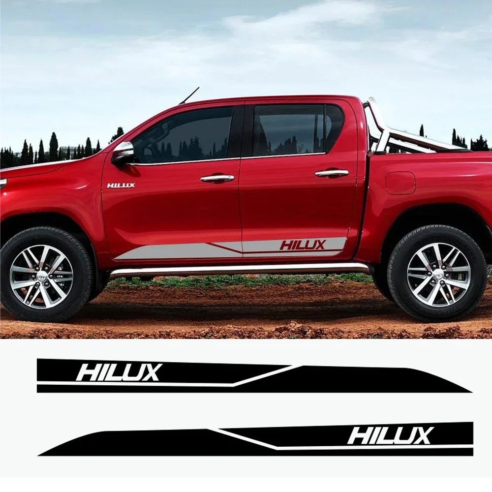 2Pcs Car Door Side Sticker Auto Vinyl Film DIY Decal Sport Styling Automobile Auto Tuning Accessories For Toyota Hilux Revo Vigo