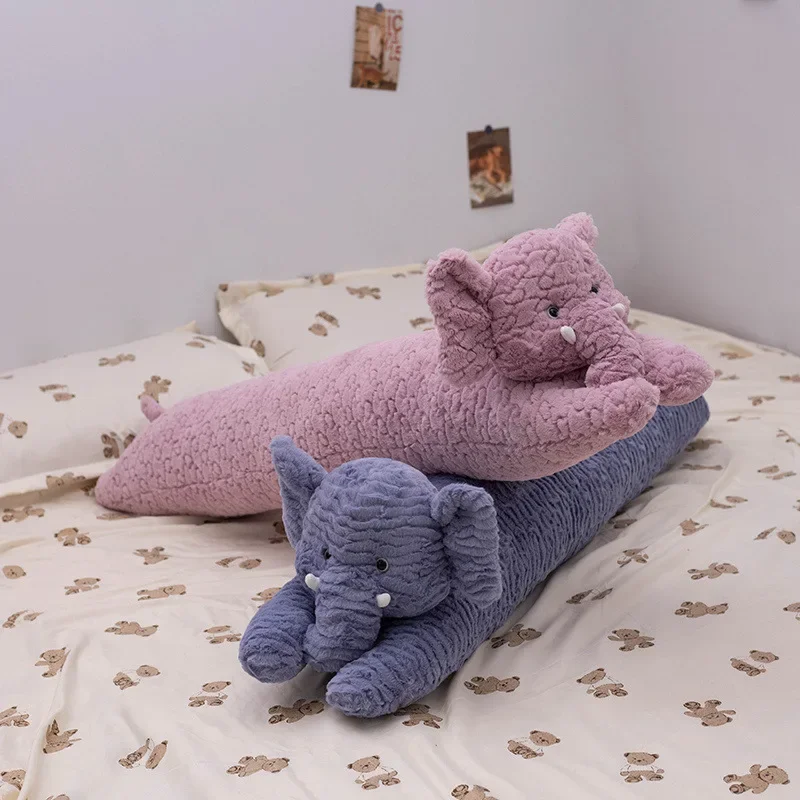 Large Elephant Body Pillow Long Sleeping Cushion Cute Stuffed Animal Elephant Decorative Body Pillow Chair Back Cushion Decor