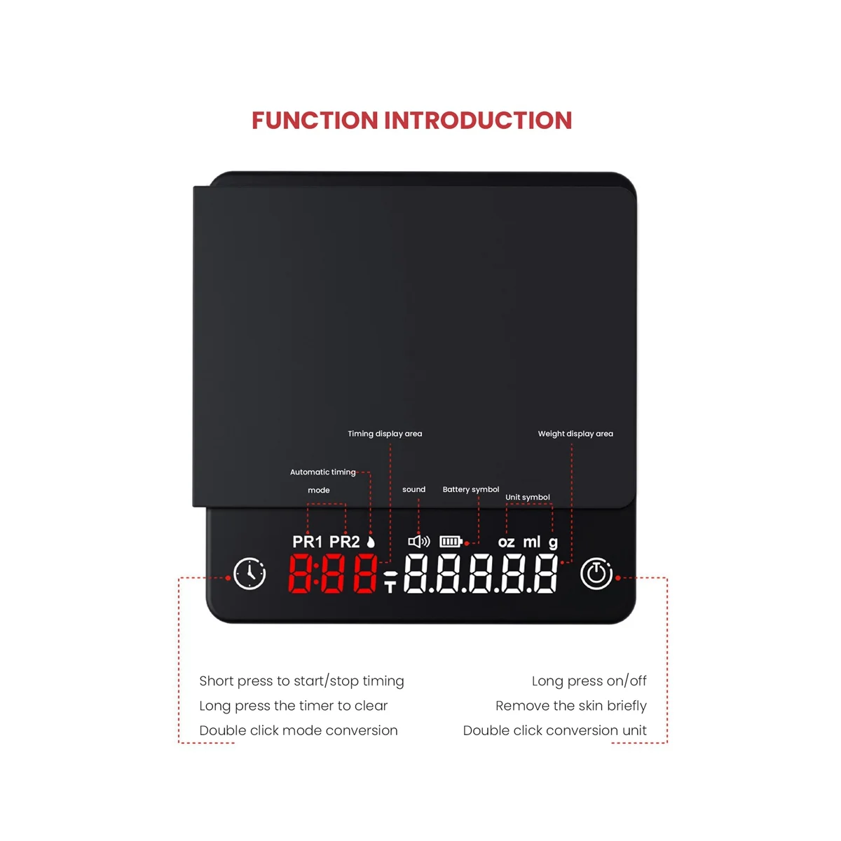 Mini báscula de cocina inteligente, balanza de café Digital de precisión, Espresso con temporizador