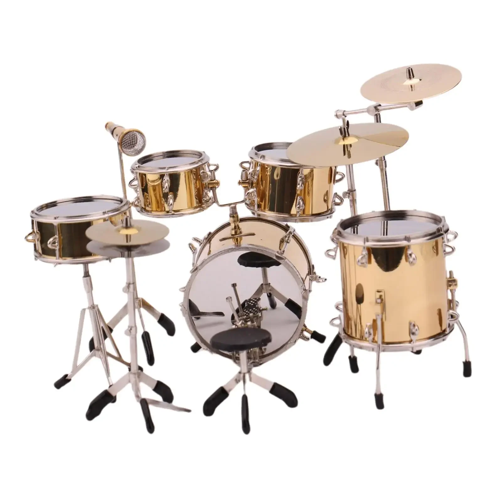 B-M 8x 1/6 Scale Mini Drum Set Music Instrument Accessories Dollhouse Accessories Miniature Drum Instrument Model for Dollhouse