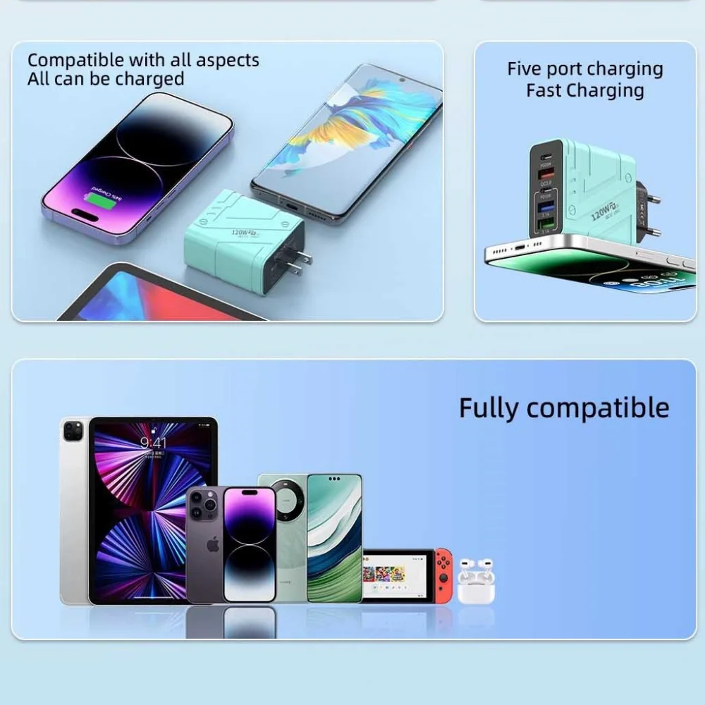 إجمالي 120 واط شاحن سريع شحن سريع 3.0 USB نوع C شاحن الهاتف المحمول محول الطاقة آيفون هواوي Xiaomi PD شحن المكونات #5