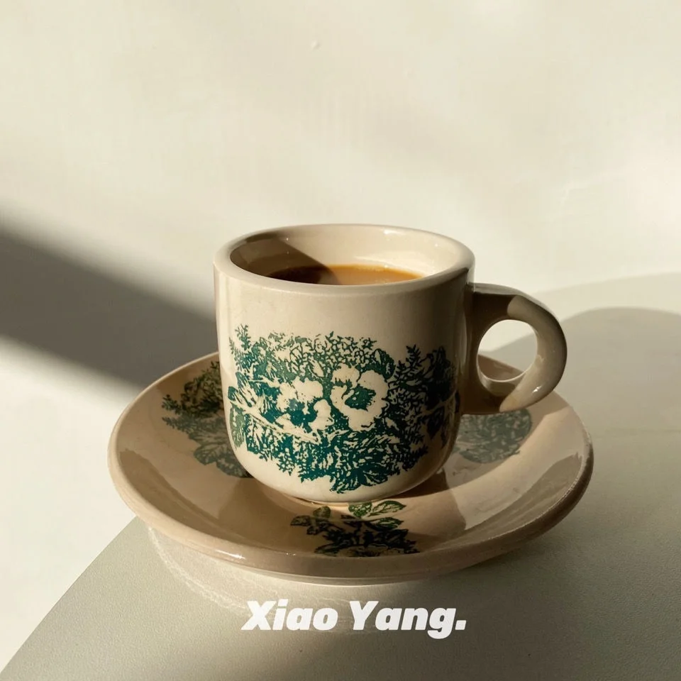 Retro Southeast Asian Ceramic Coffee Cup Hand-Painted Italian Style Coffee Cup Unique Small Special Texture Pattern